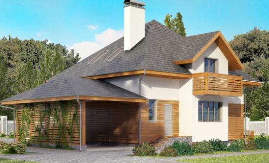 155-004-П Проект двухэтажного дома мансардой и гаражом, экономичный загородный дом из бризолита Югорск | Проекты домов от House Expert