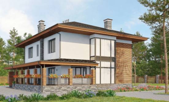 305-001-П Проект двухэтажного дома, гараж, огромный коттедж из керамзитобетонных блоков Пыть-Ях | Проекты домов от House Expert