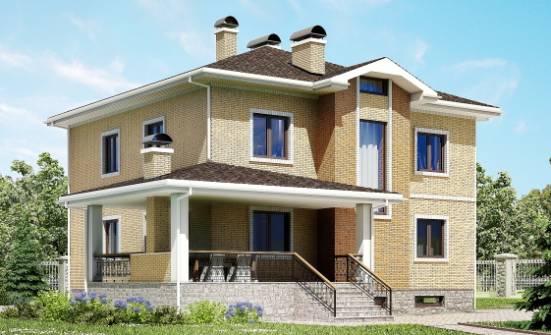 350-002-Л Проект трехэтажного дома и гаражом, просторный коттедж из кирпича Лангепас | Проекты домов от House Expert