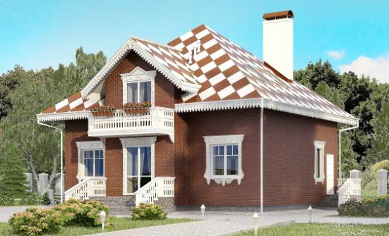 155-003-Л Проект двухэтажного дома с мансардным этажом, гараж, красивый домик из арболита Лангепас | Проекты домов от House Expert