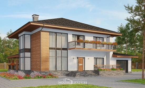 305-001-П Проект двухэтажного дома, гараж, огромный коттедж из керамзитобетонных блоков Пыть-Ях | Проекты домов от House Expert