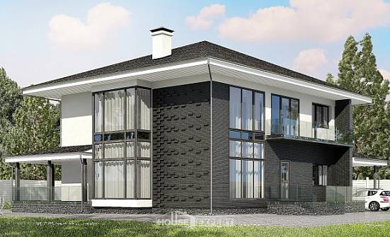 245-002-П Проект двухэтажного дома, гараж, средний дом из блока Мегион | Проекты домов от House Expert