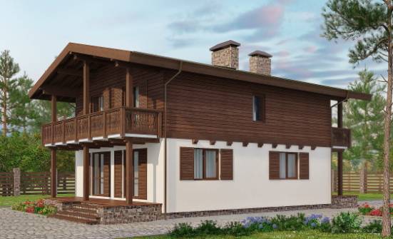 150-016-Л Проект двухэтажного дома с мансардой, бюджетный загородный дом из блока Покачи | Проекты домов от House Expert