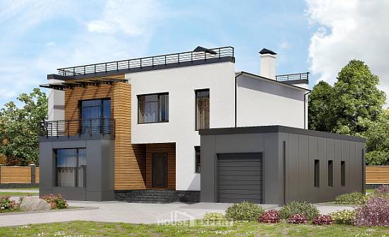 260-002-П Проект двухэтажного дома, гараж, большой коттедж из пеноблока Урай | Проекты домов от House Expert