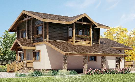 170-004-П Проект двухэтажного дома мансардой, гараж, бюджетный домик из пеноблока из дерева Нягань | Проекты домов от House Expert