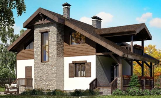 150-004-Л Проект двухэтажного дома мансардный этаж, классический домик из теплоблока Урай | Проекты домов от House Expert