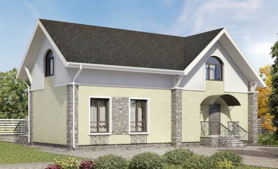 150-012-П Проект двухэтажного дома с мансардой, скромный загородный дом из газобетона Нягань | Проекты домов от House Expert