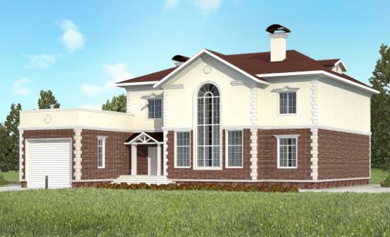 380-001-Л Проект двухэтажного дома и гаражом, большой загородный дом из кирпича Лангепас | Проекты домов от House Expert