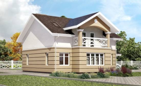 155-009-П Проект двухэтажного дома с мансардным этажом, небольшой дом из твинблока Покачи | Проекты домов от House Expert