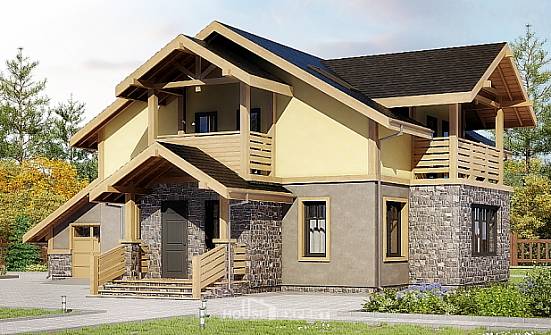 180-011-П Проект двухэтажного дома мансардный этаж и гаражом, доступный домик из бризолита Лангепас | Проекты домов от House Expert