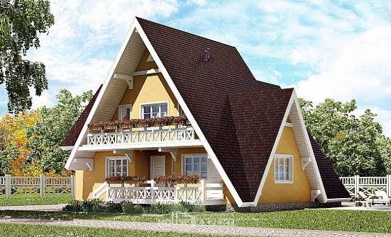 155-008-П Проект двухэтажного дома мансардный этаж, красивый дом из бревен Советский | Проекты домов от House Expert