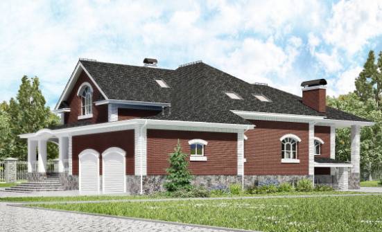 600-001-П Проект трехэтажного дома мансардой и гаражом, огромный домик из твинблока Радужный | Проекты домов от House Expert