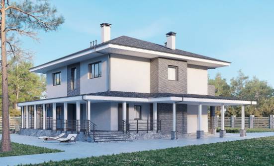 250-004-Л Проект двухэтажного дома, красивый загородный дом из блока Белоярский | Проекты домов от House Expert