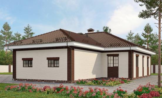 160-015-П Проект одноэтажного дома, гараж, красивый коттедж из бризолита Белоярский | Проекты одноэтажных домов от House Expert