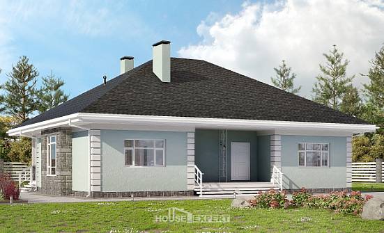 135-003-Л Проект одноэтажного дома, современный домик из блока Югорск | Проекты домов от House Expert
