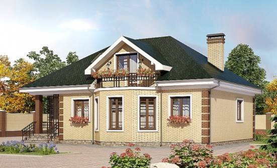 150-013-Л Проект двухэтажного дома с мансардой, уютный коттедж из кирпича Белоярский | Проекты домов от House Expert