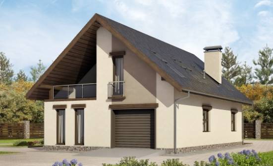 185-005-Л Проект двухэтажного дома с мансардой и гаражом, уютный загородный дом из бризолита Когалым | Проекты домов от House Expert