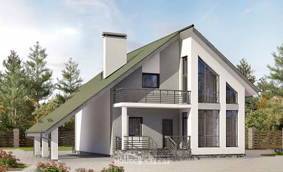 170-009-Л Проект двухэтажного дома мансардный этаж, гараж, классический коттедж из арболита Мегион | Проекты домов от House Expert