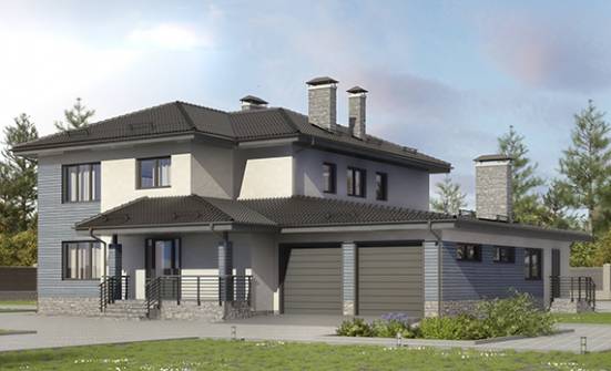 340-005-П Проект двухэтажного дома, гараж, уютный дом из твинблока Югорск | Проекты домов от House Expert