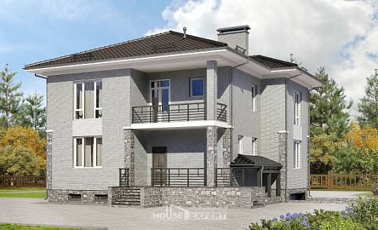275-004-П Проект трехэтажного дома, гараж, огромный дом из кирпича Ханты-Мансийск | Проекты домов от House Expert