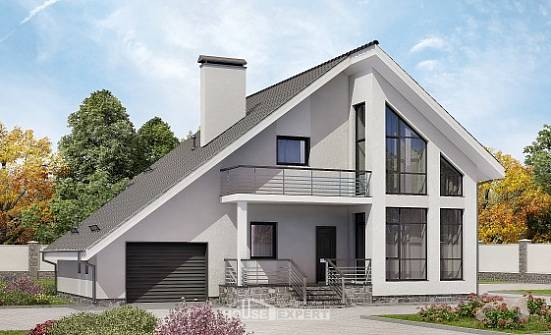 200-007-Л Проект двухэтажного дома с мансардой, гараж, современный дом из бризолита Нефтеюганск | Проекты домов от House Expert
