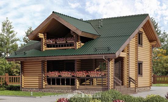 110-005-П Проект двухэтажного дома с мансардой, недорогой домик из бревен Нягань | Проекты домов от House Expert