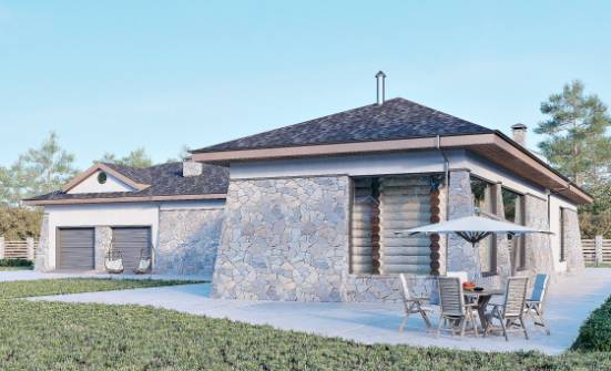 280-004-Л Проект одноэтажного дома и гаражом, уютный коттедж из поризованных блоков Лангепас | Проекты одноэтажных домов от House Expert