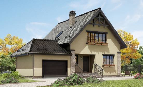 160-005-Л Проект двухэтажного дома мансардой, гараж, экономичный дом из арболита Сургут | Проекты домов от House Expert