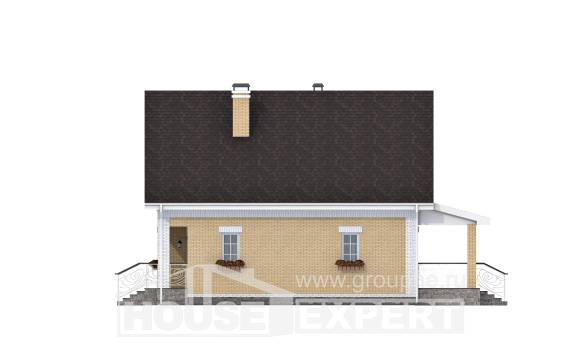 130-004-П Проект двухэтажного дома с мансардой, уютный загородный дом из керамзитобетонных блоков, Ханты-Мансийск