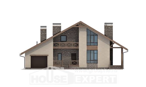 265-001-Л Проект двухэтажного дома с мансардой, гараж, уютный загородный дом из газобетона, Лангепас
