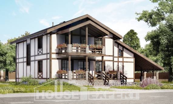 250-002-Л Проект двухэтажного дома мансардный этаж и гаражом, уютный домик из кирпича, Лангепас