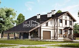 250-002-Л Проект двухэтажного дома с мансардой и гаражом, простой дом из кирпича, Покачи