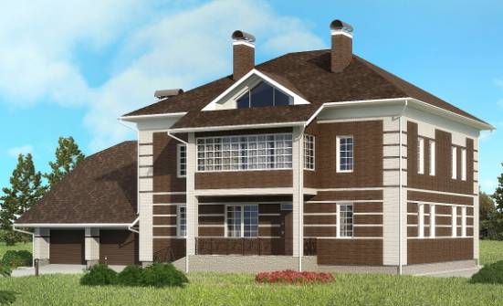 505-002-Л Проект трехэтажного дома и гаражом, классический домик из кирпича, Белоярский