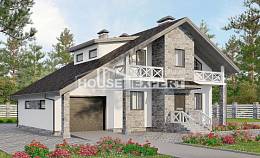 180-017-Л Проект двухэтажного дома с мансардой и гаражом, простой загородный дом из газобетона, Покачи