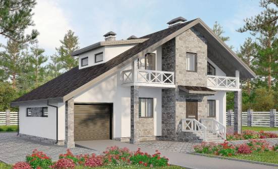 180-017-Л Проект двухэтажного дома с мансардным этажом и гаражом, уютный дом из пеноблока, Нижневартовск