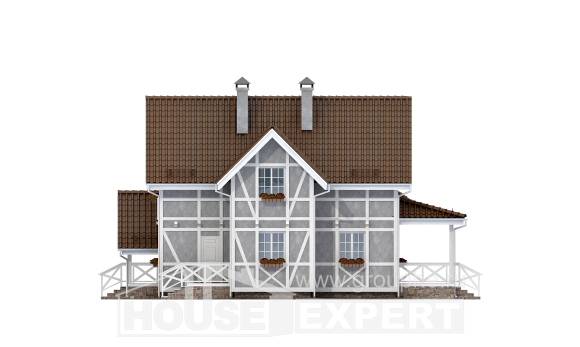 160-003-Л Проект двухэтажного дома мансардой, небольшой коттедж из теплоблока, Покачи