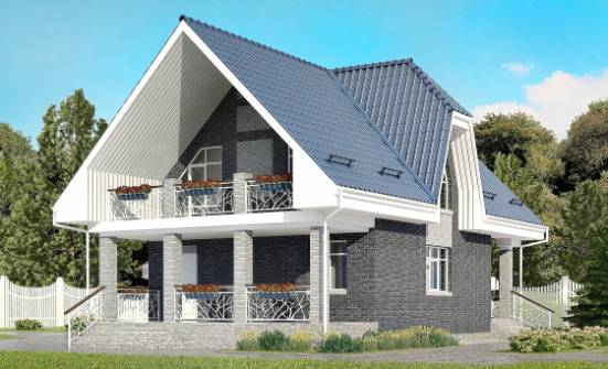 125-002-Л Проект двухэтажного дома мансардный этаж и гаражом, компактный домик из теплоблока Мегион | Проекты домов от House Expert