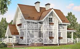 160-003-Л Проект двухэтажного дома с мансардой, скромный коттедж из пеноблока, Когалым