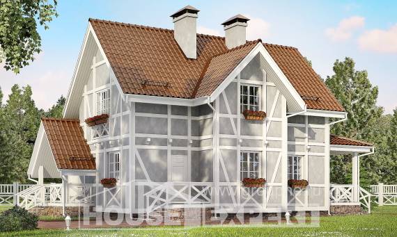 160-003-Л Проект двухэтажного дома с мансардой, скромный коттедж из пеноблока, Когалым