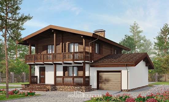 200-011-П Проект двухэтажного дома с мансардой, простой коттедж из газобетона, Нягань