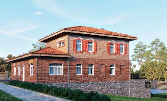 380-002-Л Проект трехэтажного дома и гаражом, красивый загородный дом из кирпича, Покачи