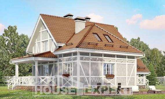 160-003-Л Проект двухэтажного дома мансардный этаж, современный домик из бризолита, Сургут