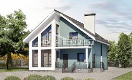 170-006-П Проект двухэтажного дома с мансардным этажом, небольшой коттедж из арболита, Югорск
