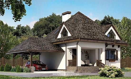 110-002-Л Проект двухэтажного дома с мансардой и гаражом, экономичный домик из теплоблока Мегион | Проекты домов от House Expert