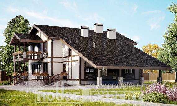 250-002-Л Проект двухэтажного дома мансардой и гаражом, простой коттедж из кирпича, Когалым