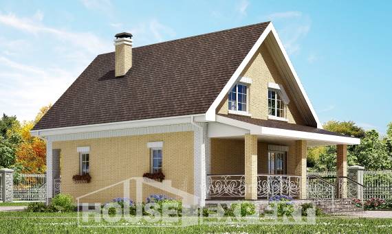 130-004-П Проект двухэтажного дома с мансардой, уютный коттедж из пеноблока, Покачи